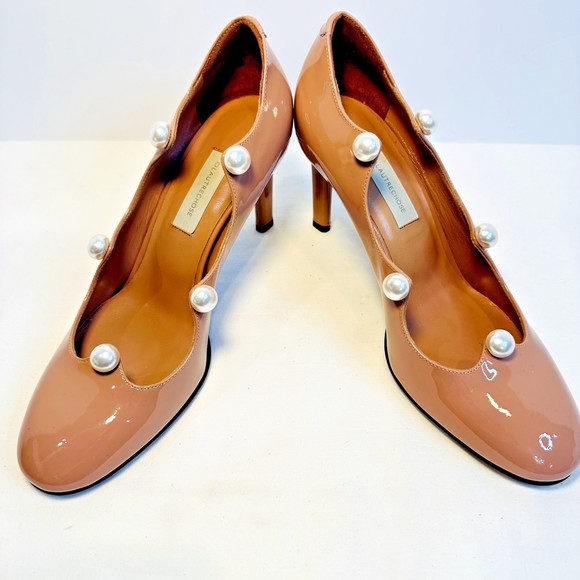 L' Autre Chose Pearl details patent leather Nude/Rosa Caldo pumps SZ 39/US 9 - Picture 1 of 11